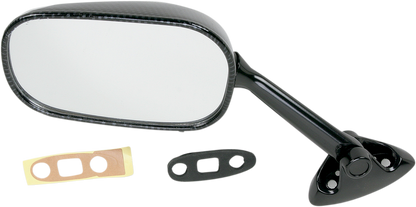 EMGO Mirror - Side View - Black/Carbon Fiber - Rectangle - Left - Suzuki 20-69784