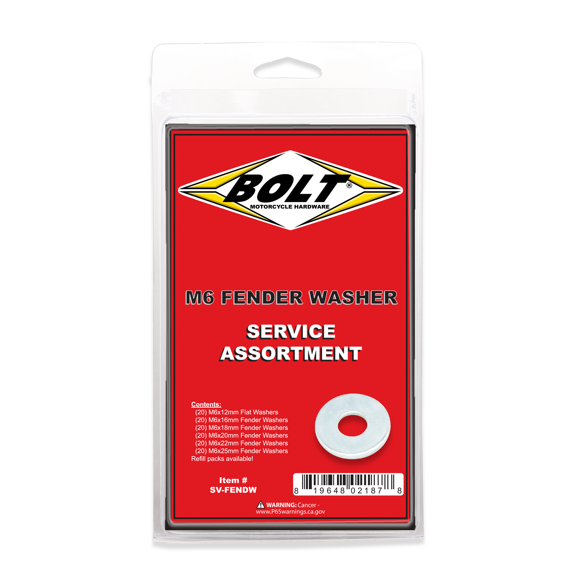 M6 Fender Washer Assortment 120 Piece Kit