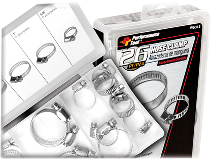 PERFORMANCE TOOL Hose Clamps - Assortment - 26-Piece W5348
