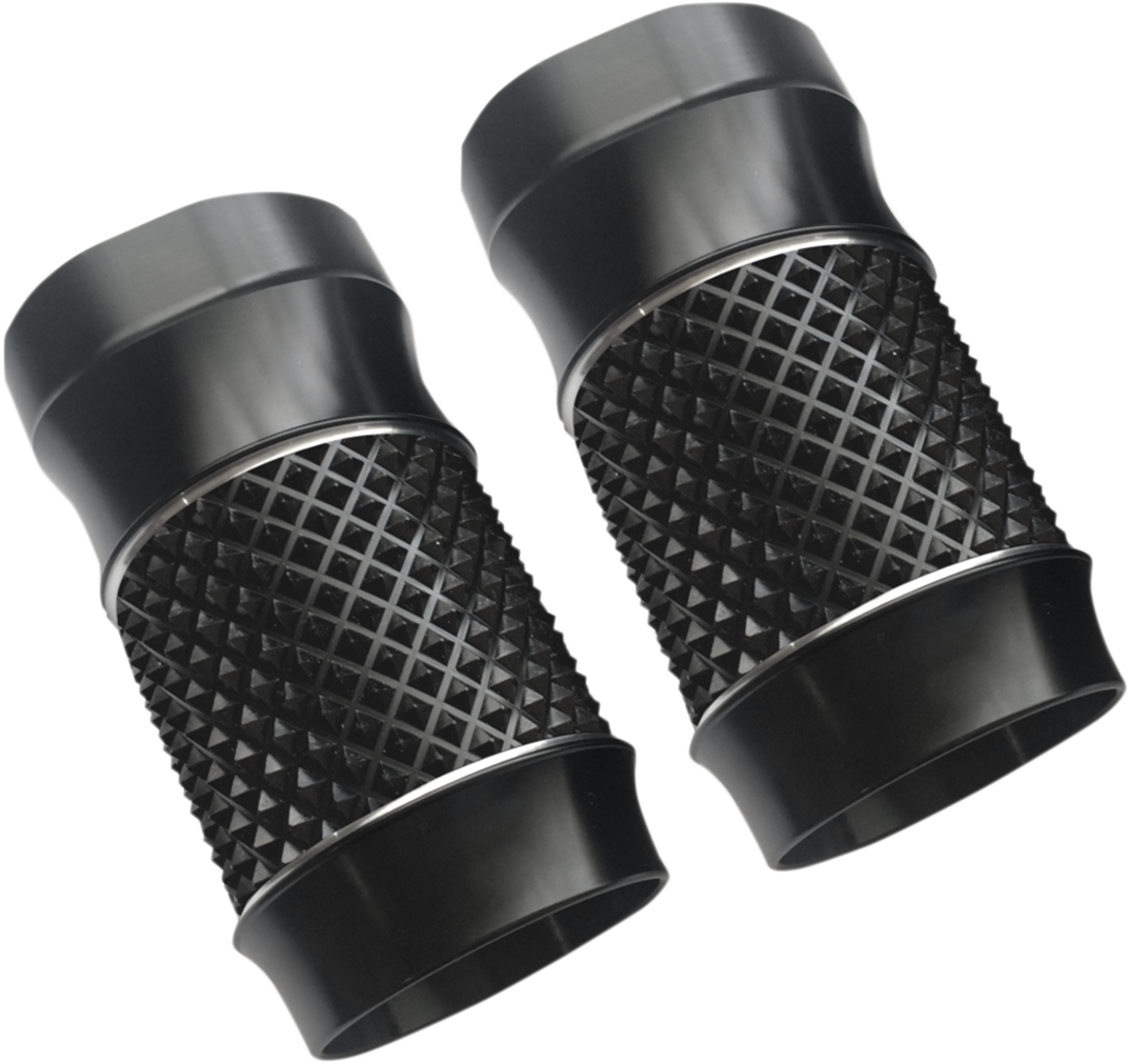 EDDIE TROTTA DESIGNS Fork Slider Covers - Black Anodized - Cross-Cut TC-962B