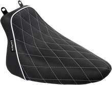 LE PERA Bare Bones Solo Seat - Diamond Stitch w/ White Stitching/Piping - Black - Softail - FL '08-'17 LXE-007DMWTP