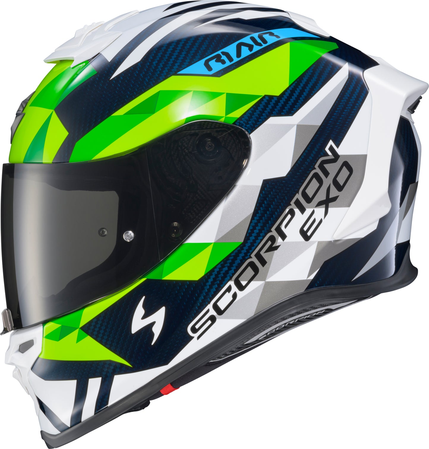 Exo R1 Air Full Face Helmet Carbon Rastor Wht/Grn/Blue Xl
