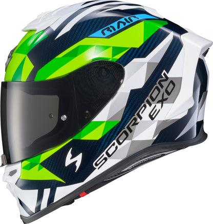 Exo R1 Air Full Face Helmet Carbon Rastor Wht/Grn/Blue Lg