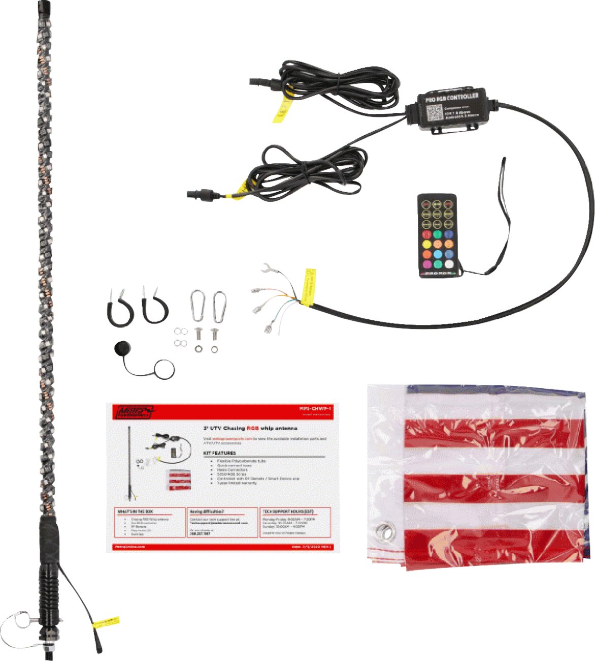 SADDLE TRAMP 3" Whip Light - Chasing - RGB - w/ Controller MPS-CHWP-1