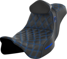 SADDLEMEN Pro Series SDC Performance Seat - w/ Backrest - Blue Stitch - FLH/FLT '08-'23 SC80807BLURT