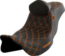 SADDLEMEN Pro Series SDC Performance Seat - w/ Backrest - Orange Stitch - FLH/FLT '08-'25 SC80807ORART
