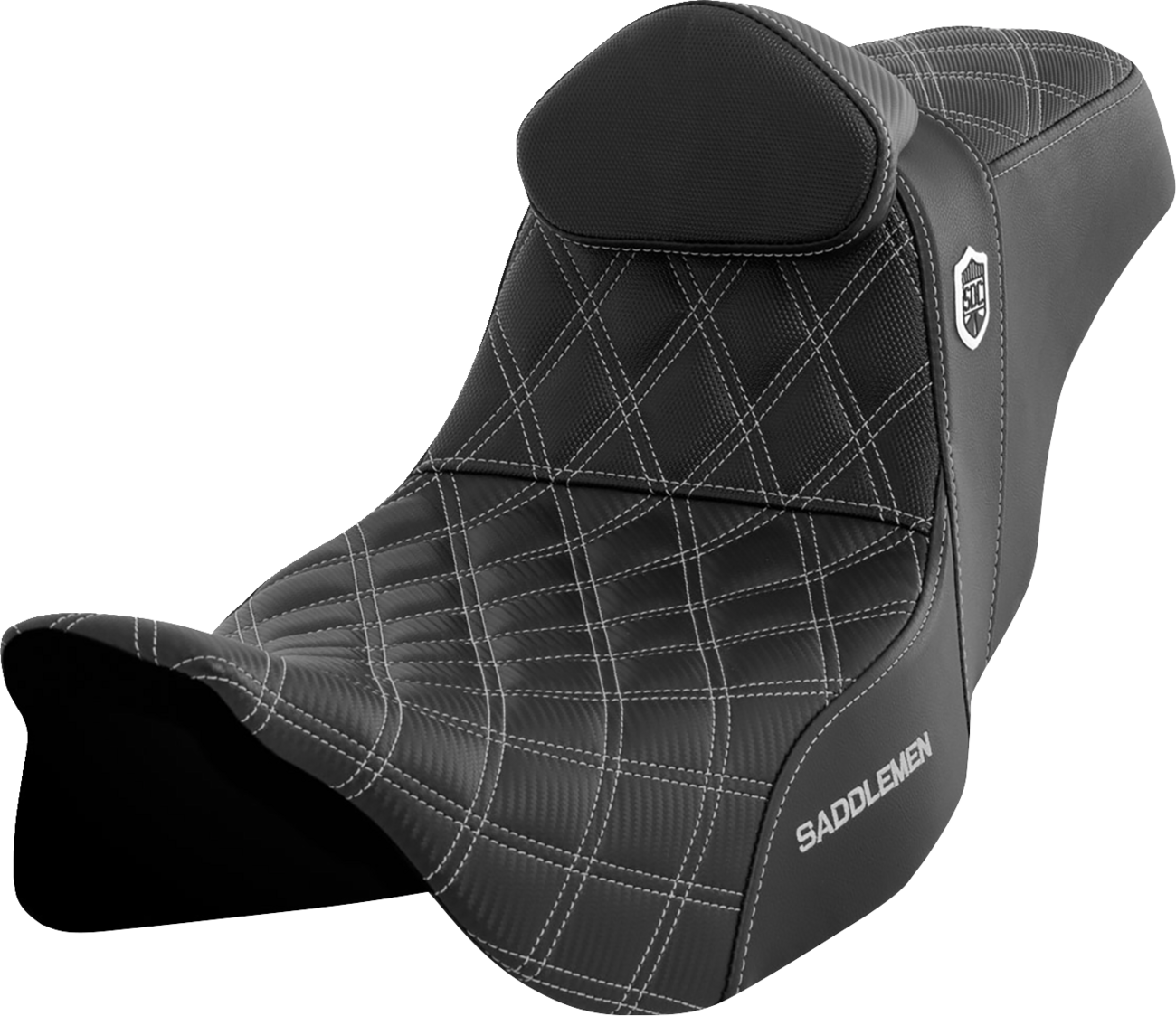 SADDLEMEN Pro Series SDC Performance Seat - w/ Backrest - Silver Stitch - FLH/FLT '08-'23 SC80807SILRT