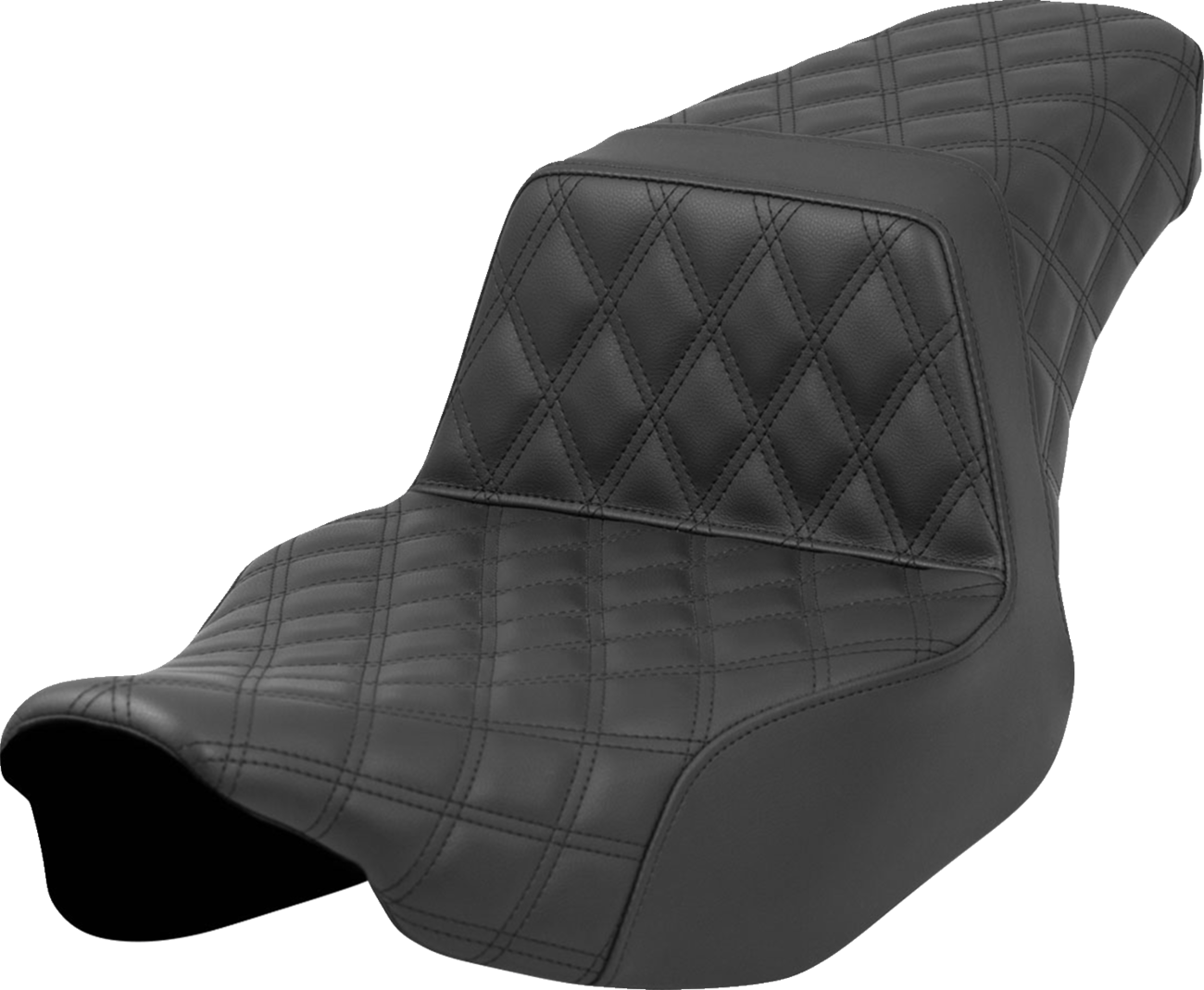 SADDLEMEN Step-Up Seat - Front/Rear Lattice Stitch - Black - FL '23-'24 823-07-175