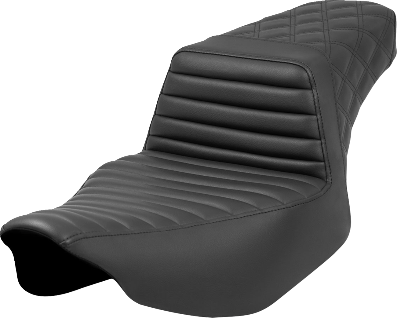 SADDLEMEN Step-Up Seat - Front Tuck-n'-Roll/Rear Lattice Stitch - Black - FL '23-'24 823-07-176