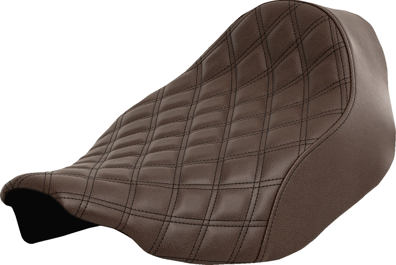 SADDLEMEN Renegade Solo Seat - Lattice Stitched - Brown - FLT/FLH '23-'24 823-07-002BLS