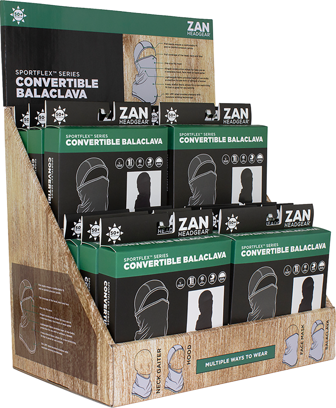 ZAN HEADGEAR DISPLAY PREPACK BALACLAVA SPORTFLEX 12PK DISPF-ZCBSFBK
