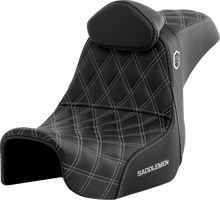 SADDLEMEN Pro Series SDC Performance Seat - w/ Backrest - Silver Stitch - Dyna '06-'17 SC80604SILRT
