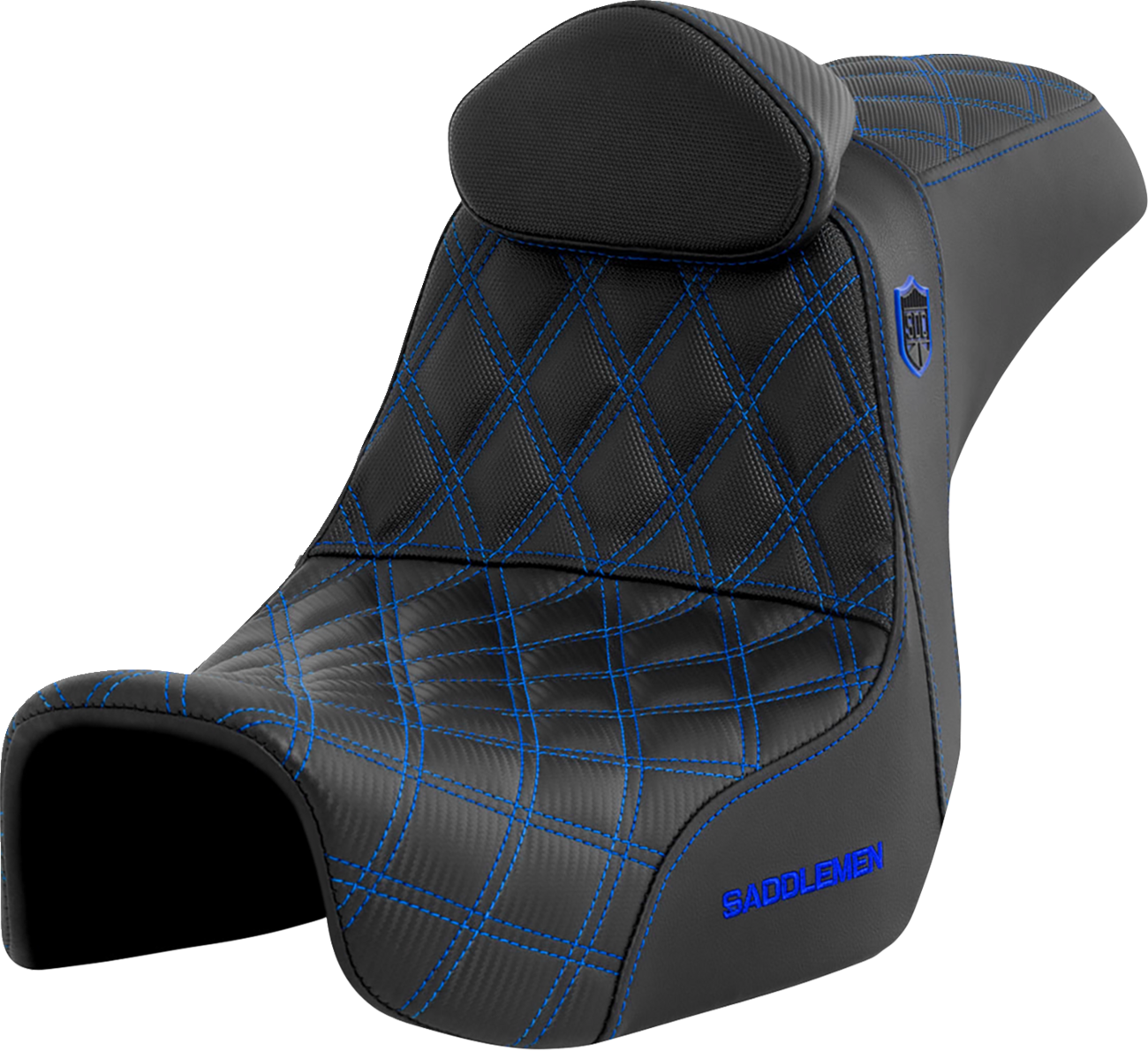 SADDLEMEN Pro Series SDC Performance Seat - w/ Backrest - Blue Stitch - Dyna '06-'17 SC80604BLURT