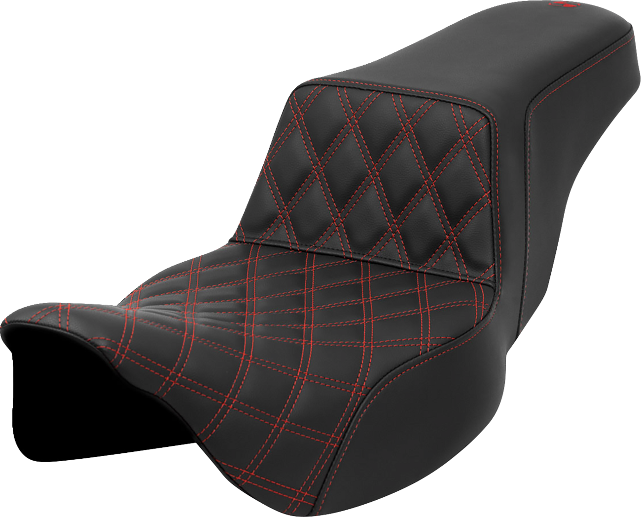 SADDLEMEN Step-Up Seat - Front Lattice Stitch - Red Stitch - Extended Reach - FLH/FLT '08-'23 808-07E-17204