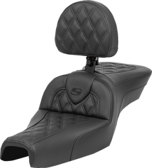 SADDLEMEN Roadsofa™ Seat - with Backrest - Lattice Stitch - XL '04-'22 807-03-182BR