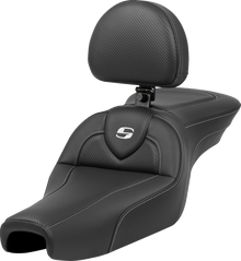 SADDLEMEN Roadsofa™ Seat - with Backrest - Carbon Fiber - XL '04-'22 807-11-185BR