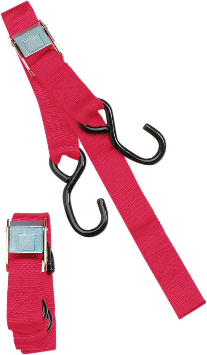 PARTS UNLIMITED Heavy-Duty Cam Buckle Tie-Downs - 1-1/2" x 6' - Red TD0010