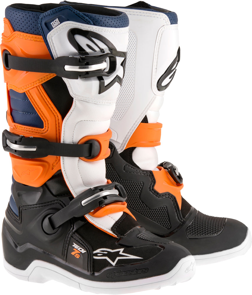Tech 7s Boots Black/Orange/White/Blue Sz 03