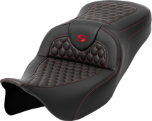 SADDLEMEN RoadSofa™ Seat - Honeycomb - Red Stitch - without Backrest - FLH/FLT '08-'23 808-07B-18904
