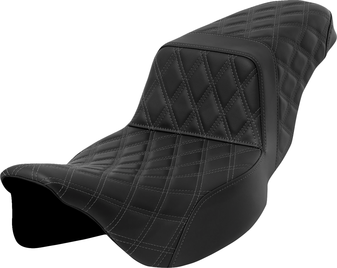 SADDLEMEN Step-Up Seat - Lattice Stitch - Dark Gray Stitch - Extended Reach - FLH/FLT '08-'23 808-07E-17502