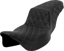 SADDLEMEN Step-Up Seat - Lattice Stitch - Dark Gray Stitch - Extended Reach - FLH/FLT '08-'23 808-07E-17502