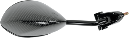 EMGO Mirror - Side View - Black/Carbon Fiber - Rectangle - Left - Kawasaki 20-43064