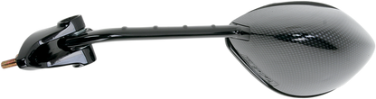 EMGO Mirror - Side View - Black/Carbon Fiber - Rectangle - Left - Kawasaki 20-43044