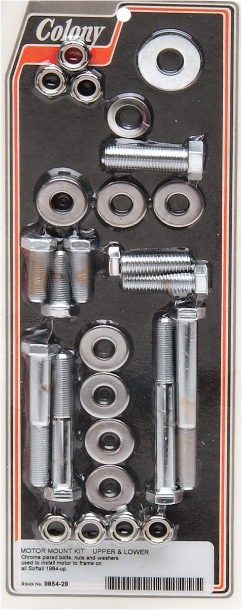 COLONY Bolt Kit - Upper/Lower/Motor Mount - Hex - Chrome - '84-'99 Softail 9854-28