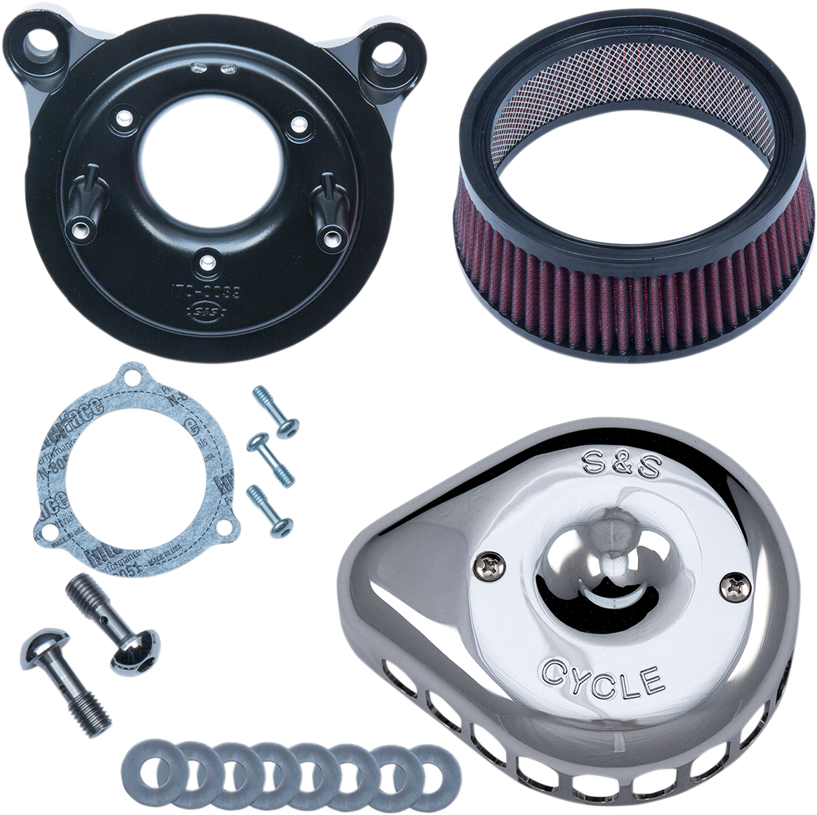 S&S CYCLE Mini Teardrop Stealth Air Cleaner Kit - Chrome 170-0437