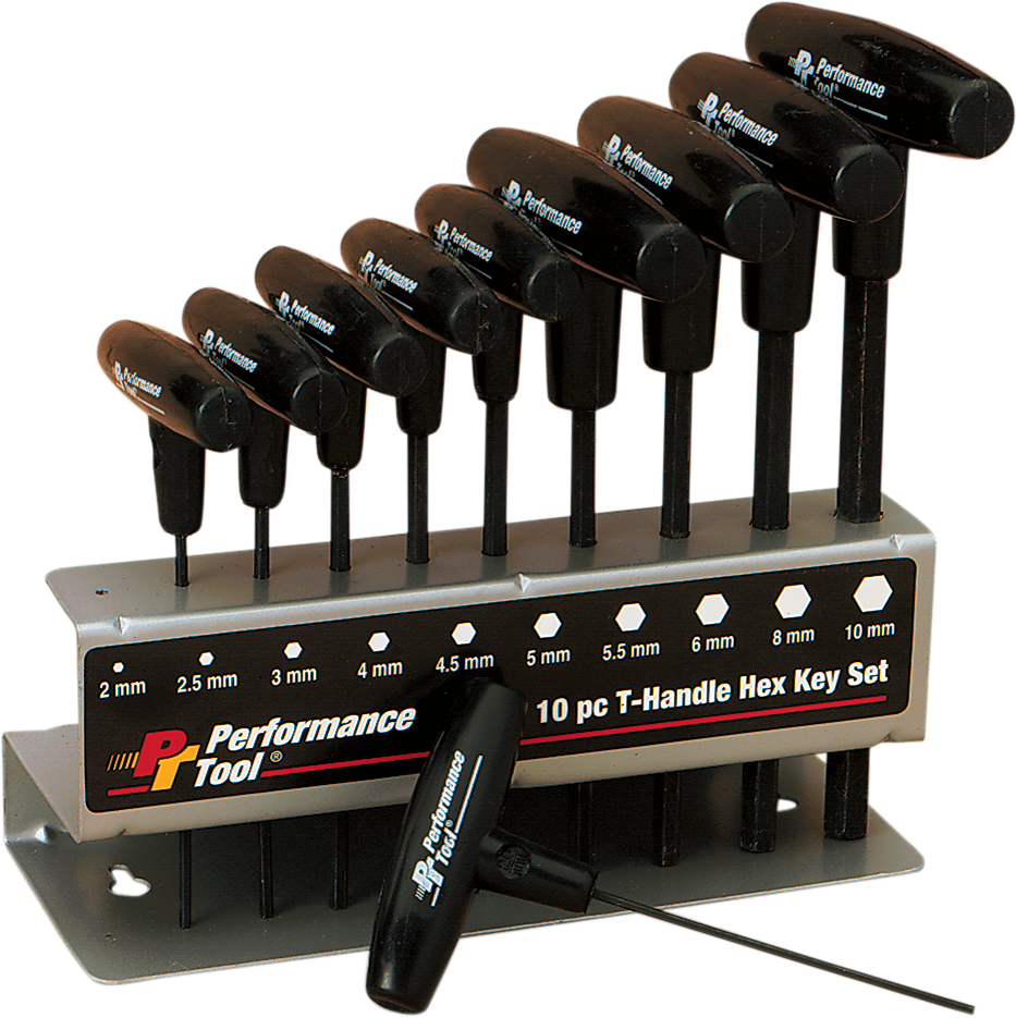 PERFORMANCE TOOL Key Set - T-Handle/Hex - Set 10 W80275