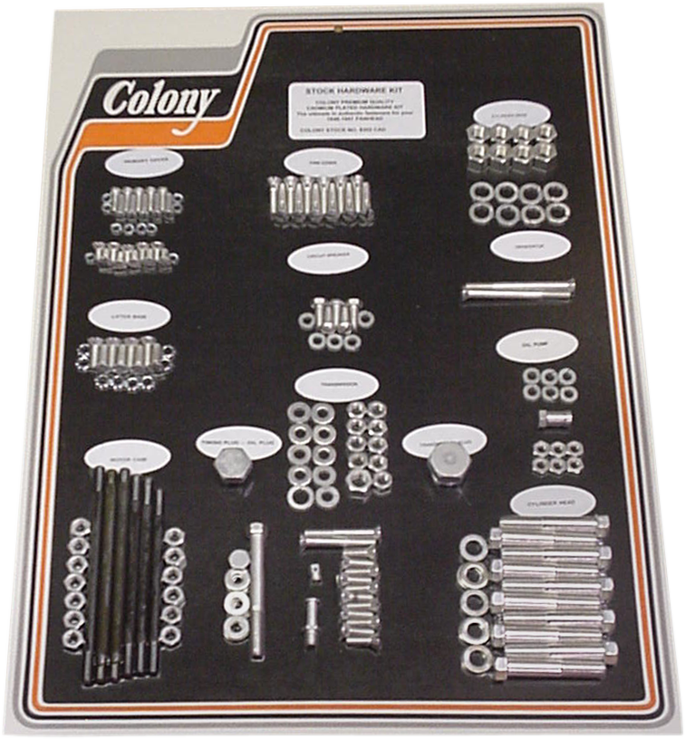 COLONY Hardware Kit - Stock/Motor - Cadmium Plated - '48-'57 Harley-Davidson 8302 CAD