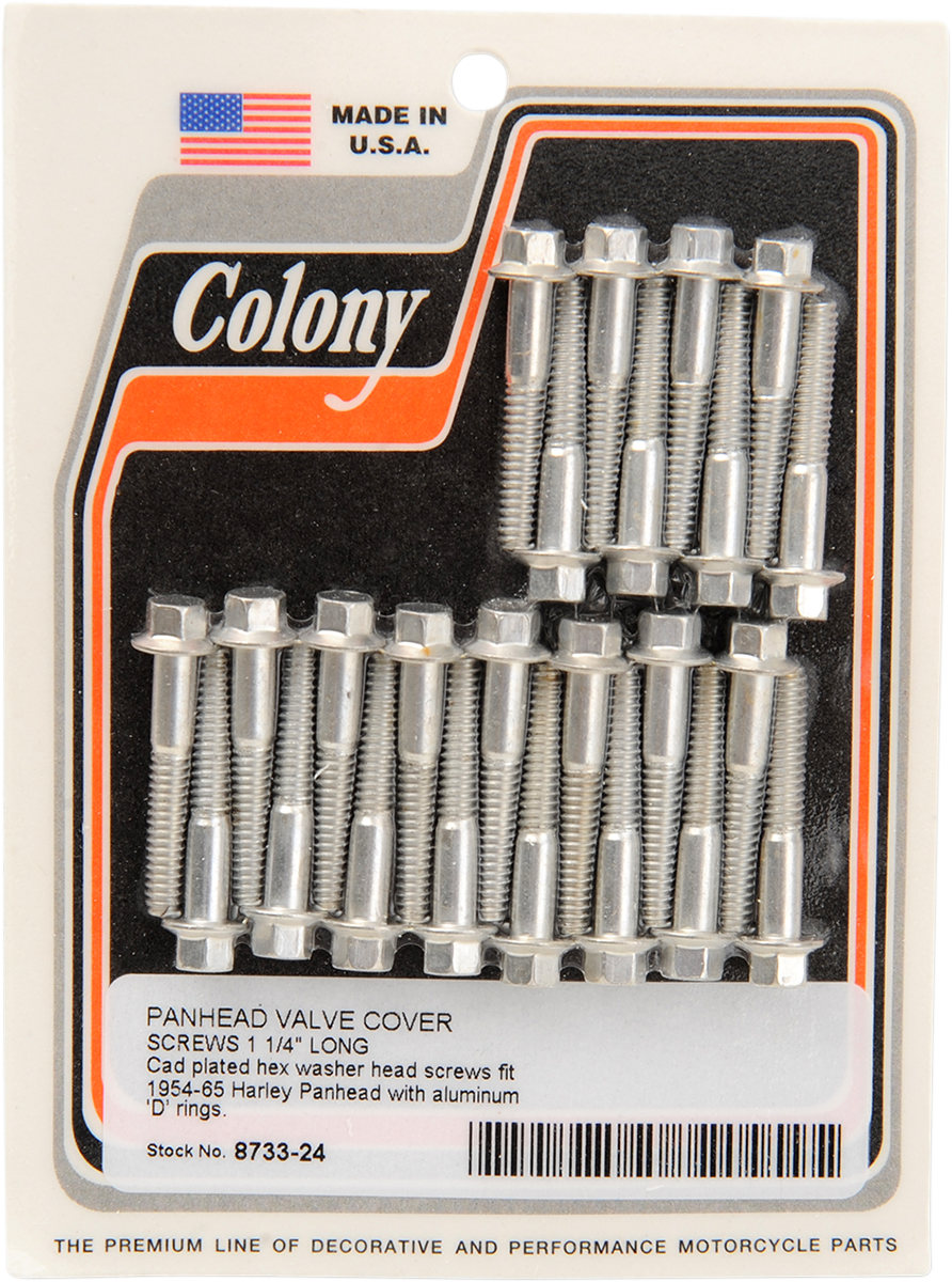 COLONY Screw Kit - Valve Cover/Hex - with Aluminum D Rings - Cadmium 8733-24