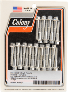 COLONY Screw Kit - Valve Cover/Hex - with Aluminum D Rings - Cadmium 8733-24