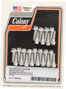 COLONY Screw Kit - Valve Cover/Hex - with Steel D Rings - Cadmium 8735-24