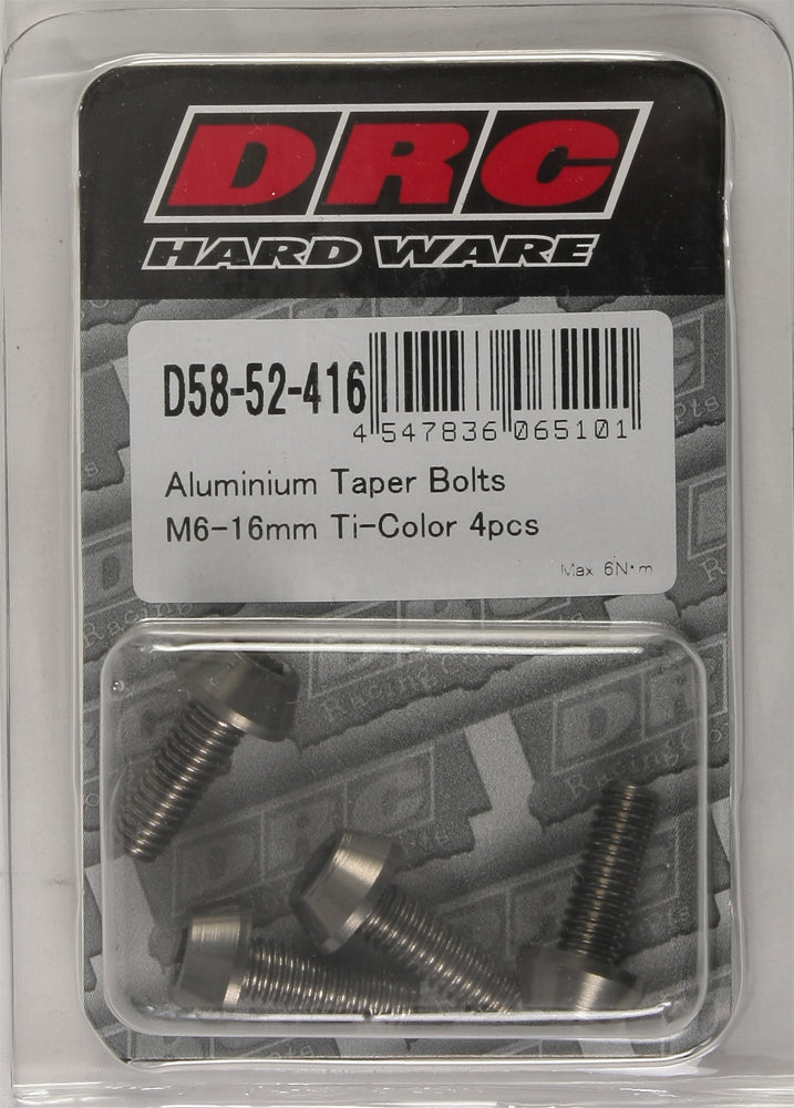 Aluminum Taper Bolts Titanium M6x16mm 4/Pk