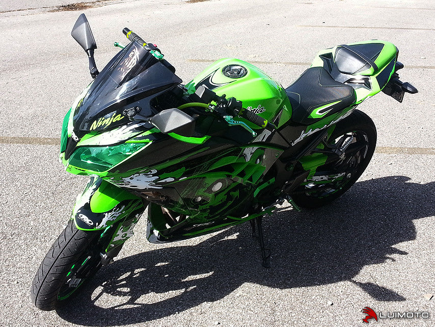 LUIMOTO (Sport) Passenger Seat Covers for the KAWASAKI Ninja 300 (13-17)