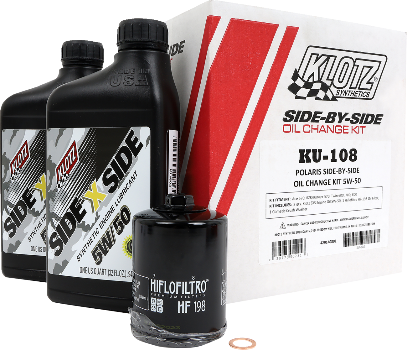 KLOTZ OIL Oil Change Kit - Polaris - 5W/50 KU-108