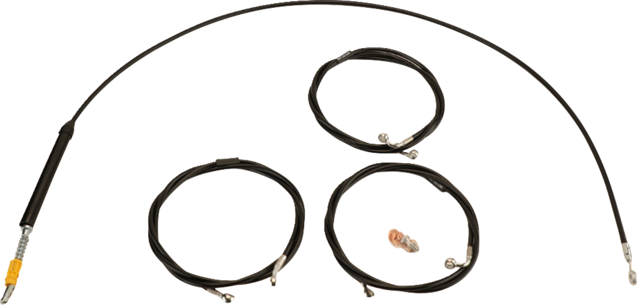 LA CHOPPERS Standard Black Vinyl Handlebar Cable/Brake Line Kit - 15"-17" Ape Hangers - '23-'25 Touring LA-8059KT-16B