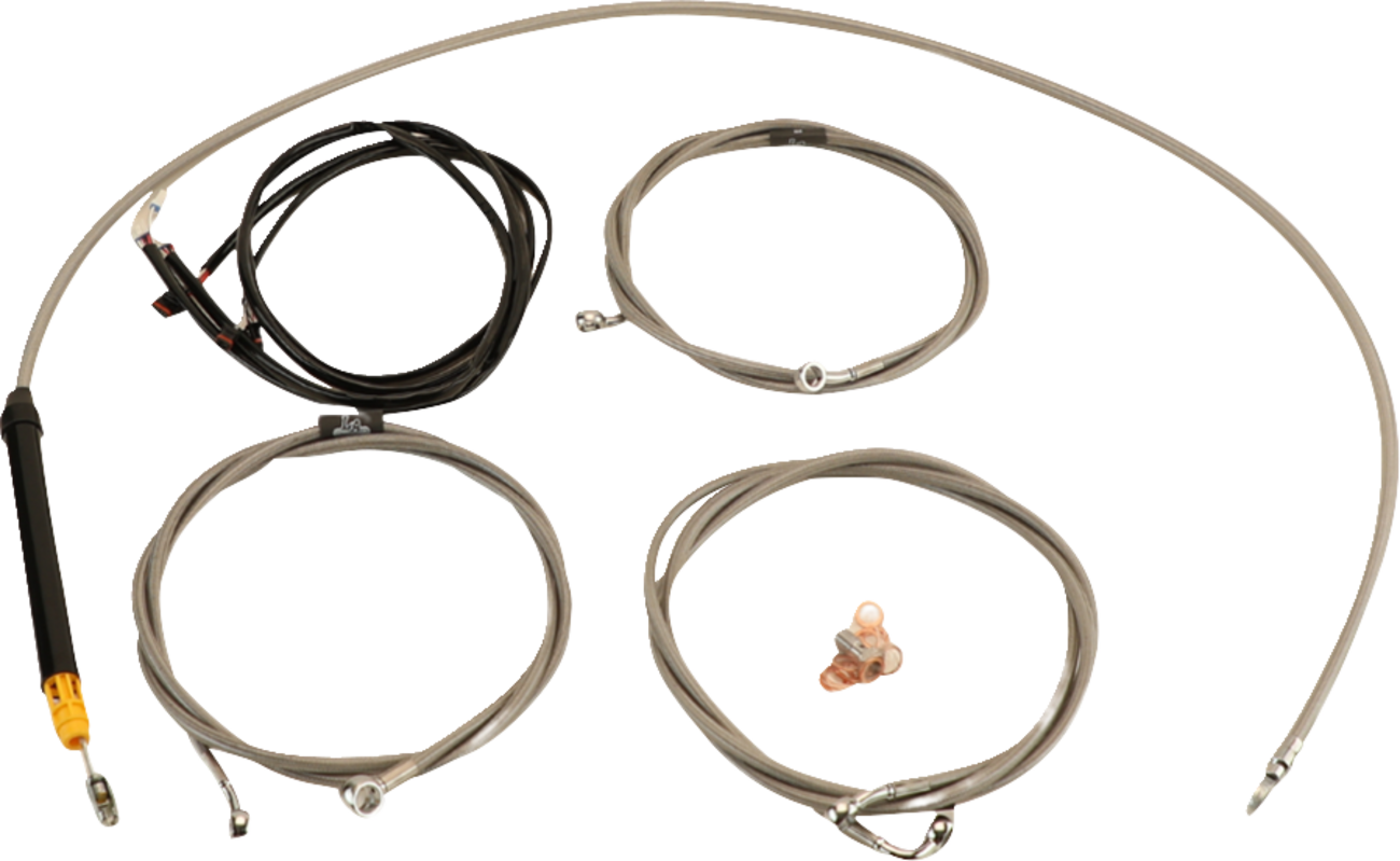 LA CHOPPERS Complete Plug-and-Play Cable Kit - 15" - 17" Handlebars - '23-'25 Touring - Stainless LA-8059KT3-16