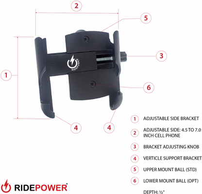 RIDEPOWER Phone Holder and Mount - Large - 1-1/2" Handlebars RPMTLMOUNTLG15