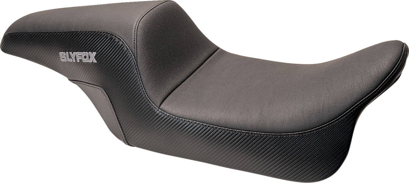 SLYFOX Drifter Seat - Gray Logo - Smooth Vinyl - Carbon Fiber - Dyna '06-'17 SlyFox4682B