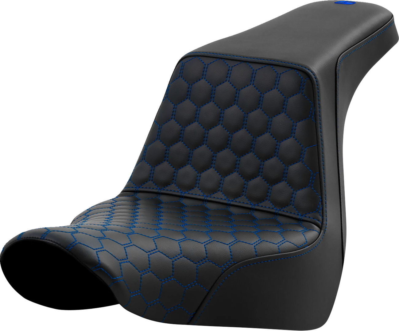 SADDLEMEN Step-Up Seat - Honeycomb - Blue Stitching - FL/FX '18-'24 818-29-17701