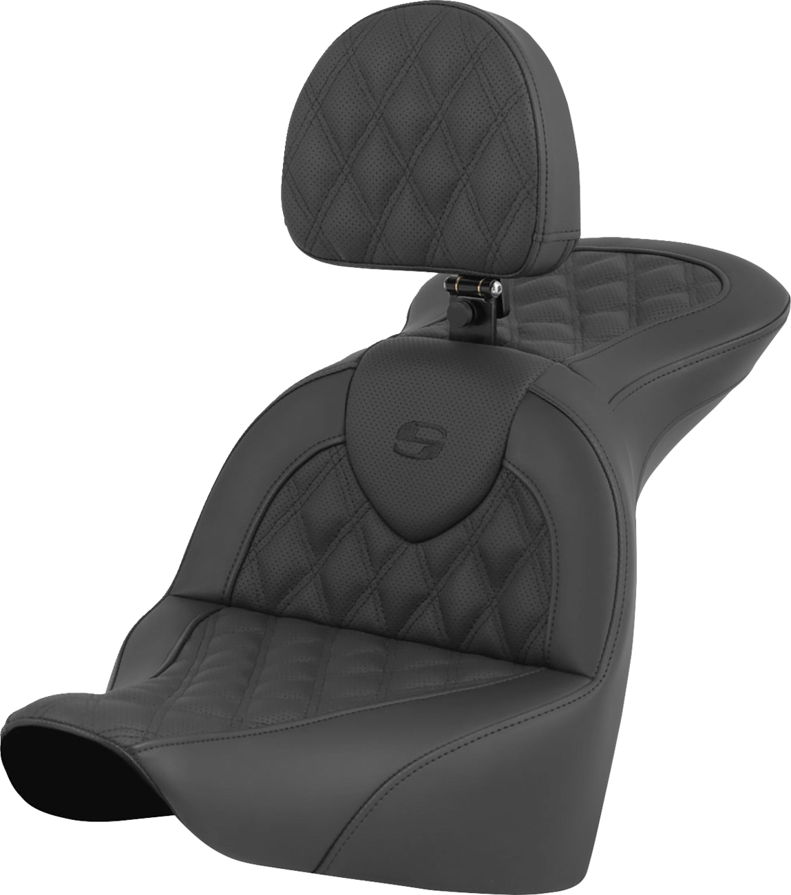 SADDLEMEN RoadSofa™ Seat - Lattice Stitch - with Driver Backrest - FLFB/FXBR '18-'24 818-27-182BR