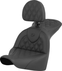 SADDLEMEN RoadSofa™ Seat - Lattice Stitch - with Driver Backrest - FLFB/FXBR '18-'24 818-27-182BR