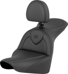 SADDLEMEN RoadSofa™ Seat - Black - with Driver Backrest - FLFB/FXBR '18-'24 818-27-187BR