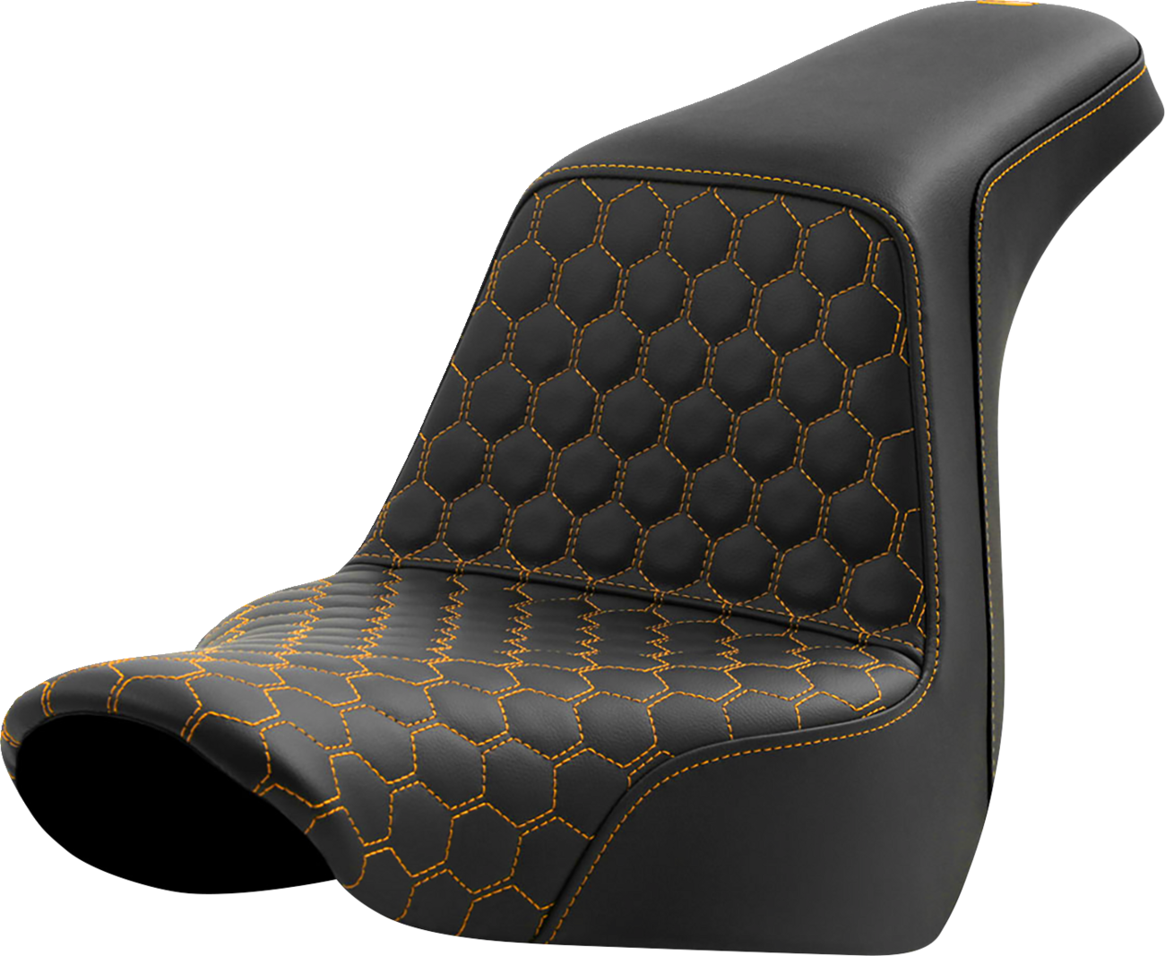 SADDLEMEN Step-Up Seat - Honeycomb - Gold Stitching - FL/FX '18-'24 818-29-17707