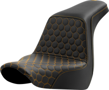 SADDLEMEN Step-Up Seat - Honeycomb - Gold Stitching - FL/FX '18-'24 818-29-17707