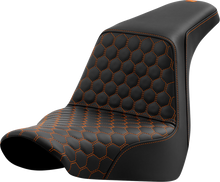SADDLEMEN Step-Up Seat - Honeycomb - Orange Stitching - FL/FX '18-'24 818-29-17703