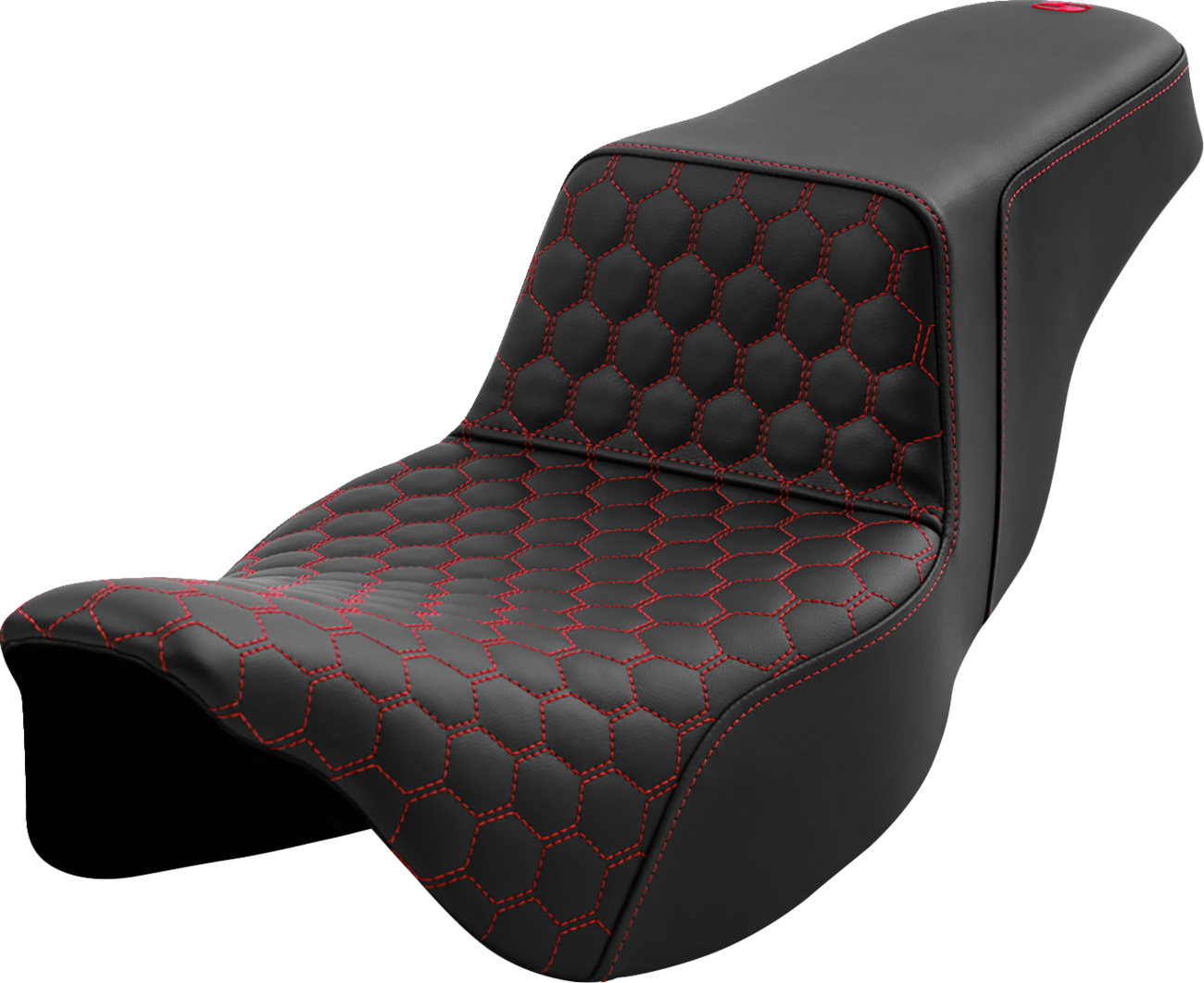 SADDLEMEN Step-Up Seat - Honeycomb - Extended Reach - Red Stitching - FL '08-'23 808-07B-17804