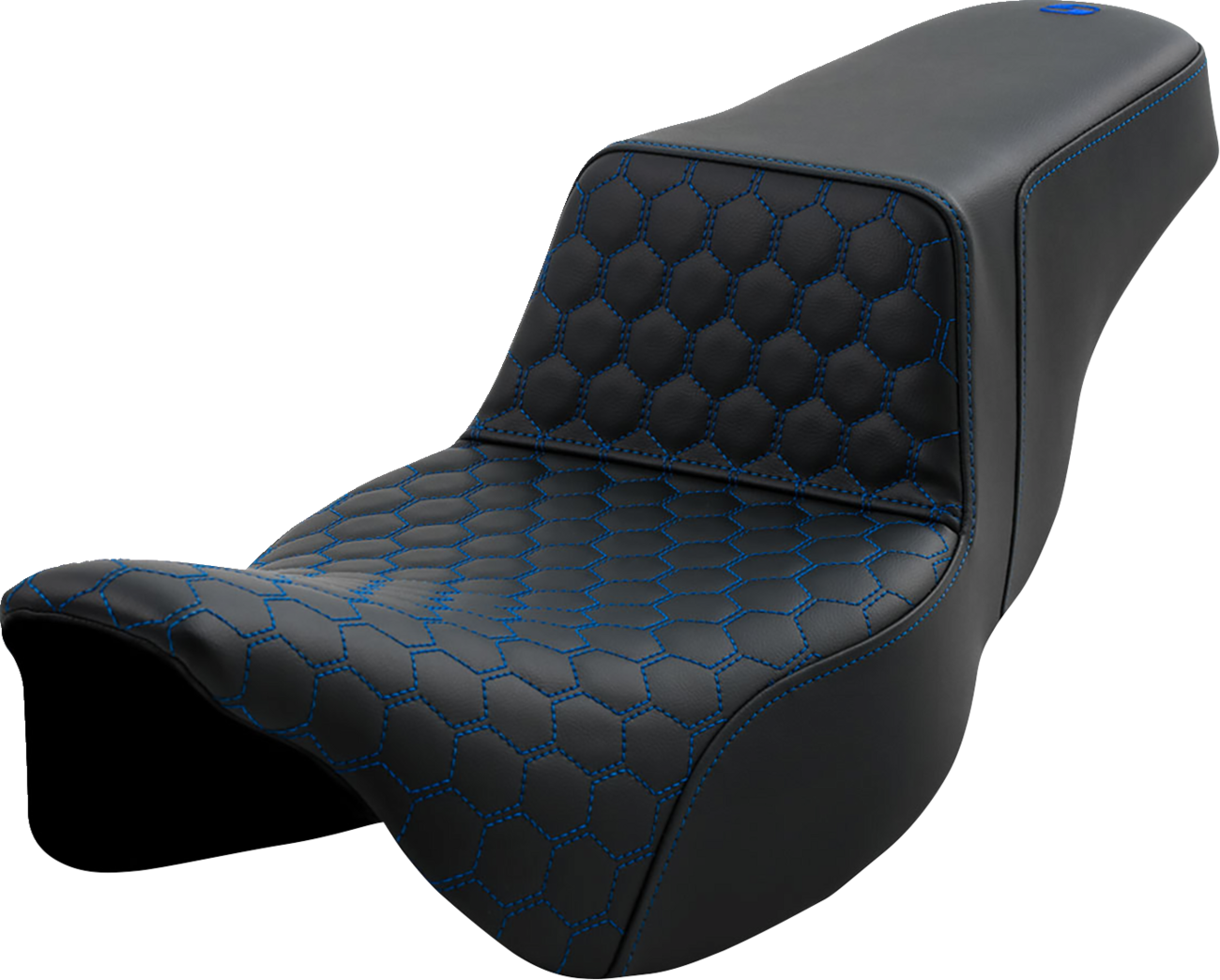 SADDLEMEN Step-Up Seat - Honeycomb - Extended Reach - Blue Stitching - FL '08-'23 808-07B-17801